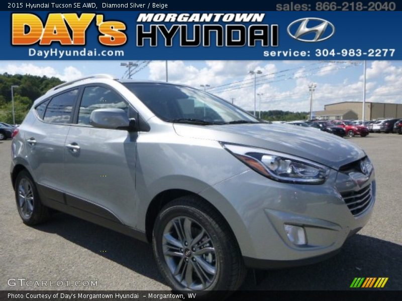 Diamond Silver / Beige 2015 Hyundai Tucson SE AWD