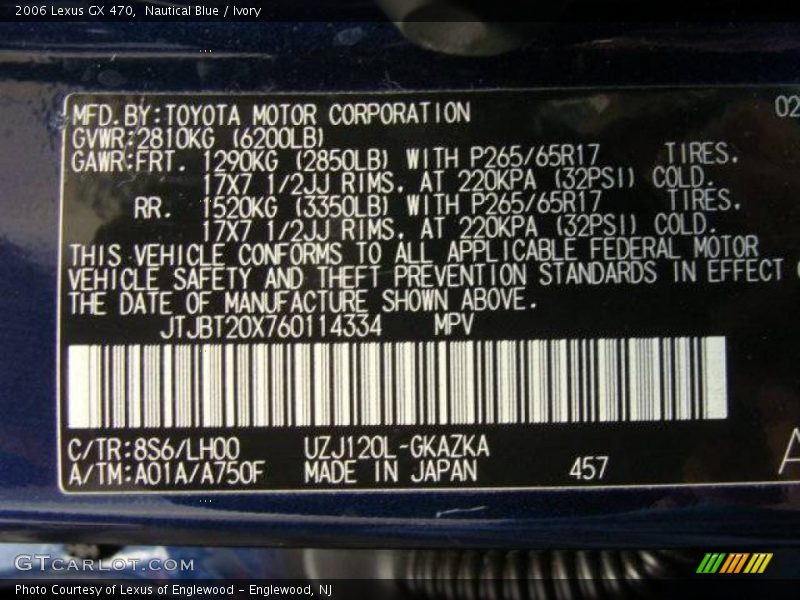 Nautical Blue / Ivory 2006 Lexus GX 470