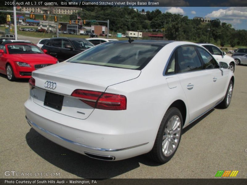 Ibis White / Diamond Stitched Velvet Beige Balao Brown 2016 Audi A8 L 3.0T quattro