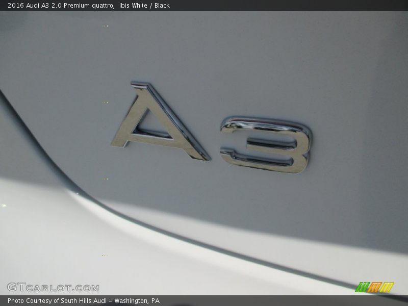 Ibis White / Black 2016 Audi A3 2.0 Premium quattro