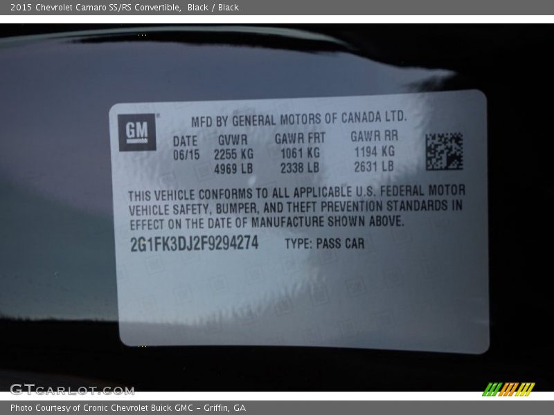 Black / Black 2015 Chevrolet Camaro SS/RS Convertible