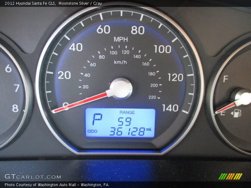 Moonstone Silver / Gray 2012 Hyundai Santa Fe GLS