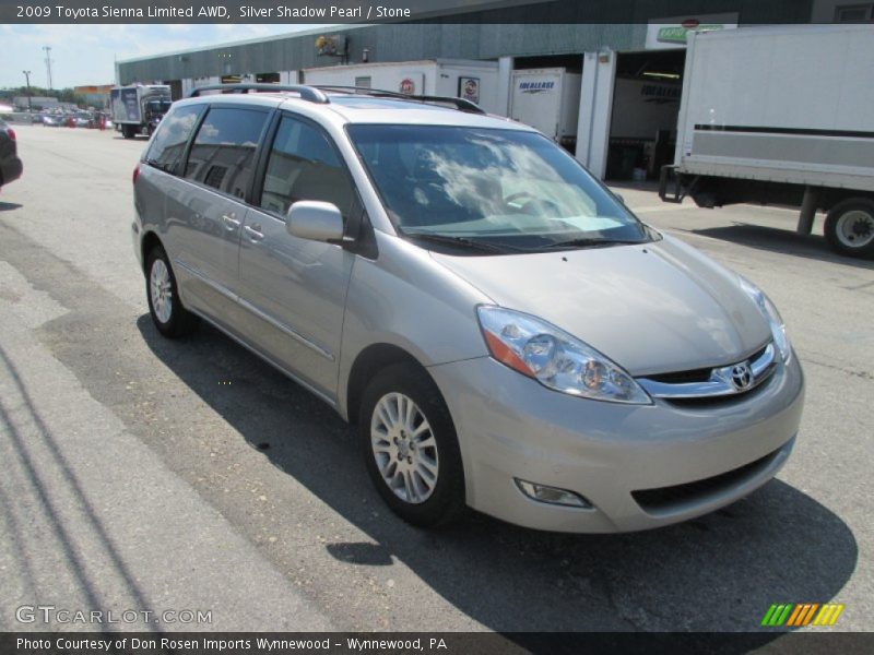 Silver Shadow Pearl / Stone 2009 Toyota Sienna Limited AWD