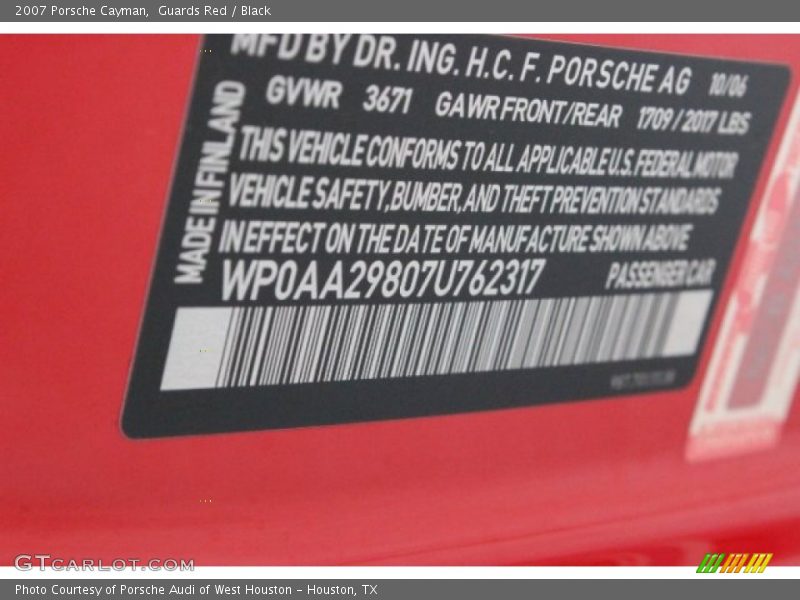 Guards Red / Black 2007 Porsche Cayman