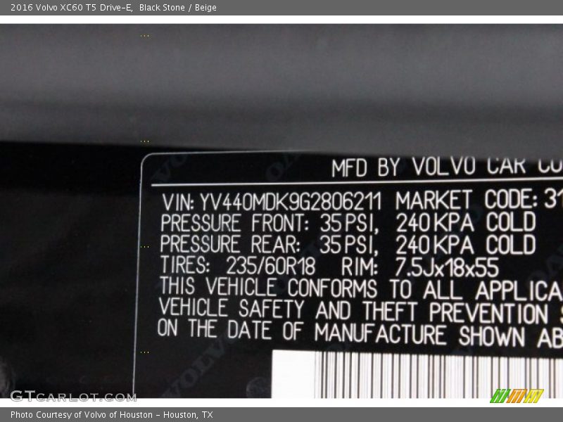 Black Stone / Beige 2016 Volvo XC60 T5 Drive-E