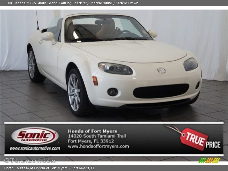 Marble White / Saddle Brown 2008 Mazda MX-5 Miata Grand Touring Roadster