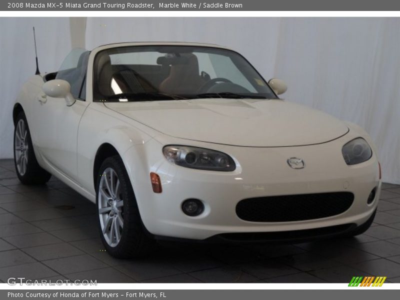 Marble White / Saddle Brown 2008 Mazda MX-5 Miata Grand Touring Roadster