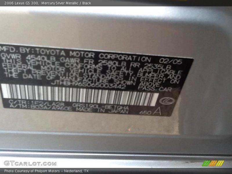 Mercury Silver Metallic / Black 2006 Lexus GS 300