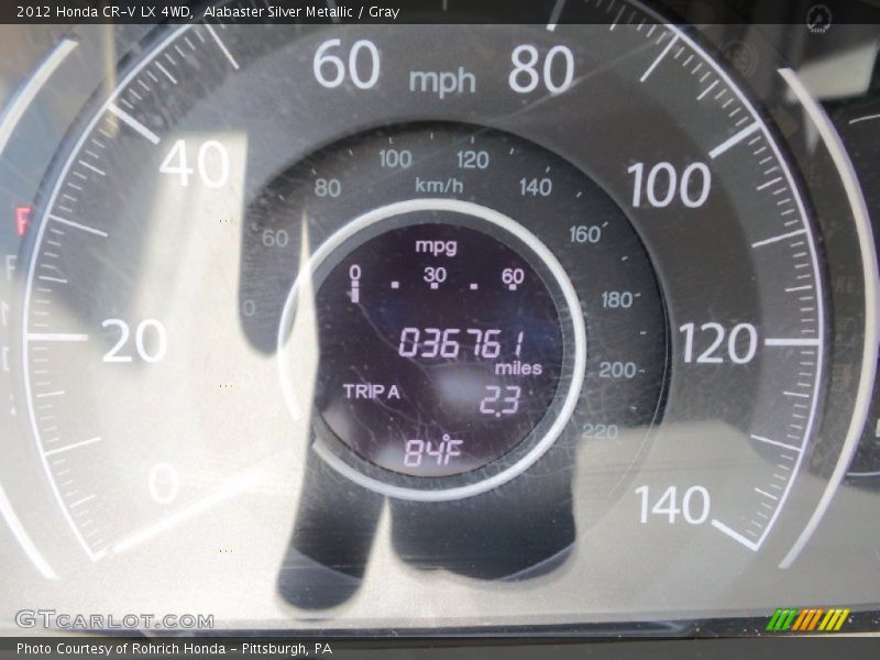 Alabaster Silver Metallic / Gray 2012 Honda CR-V LX 4WD