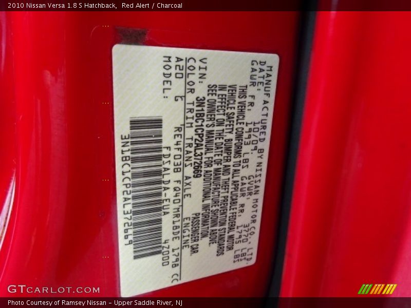 Red Alert / Charcoal 2010 Nissan Versa 1.8 S Hatchback