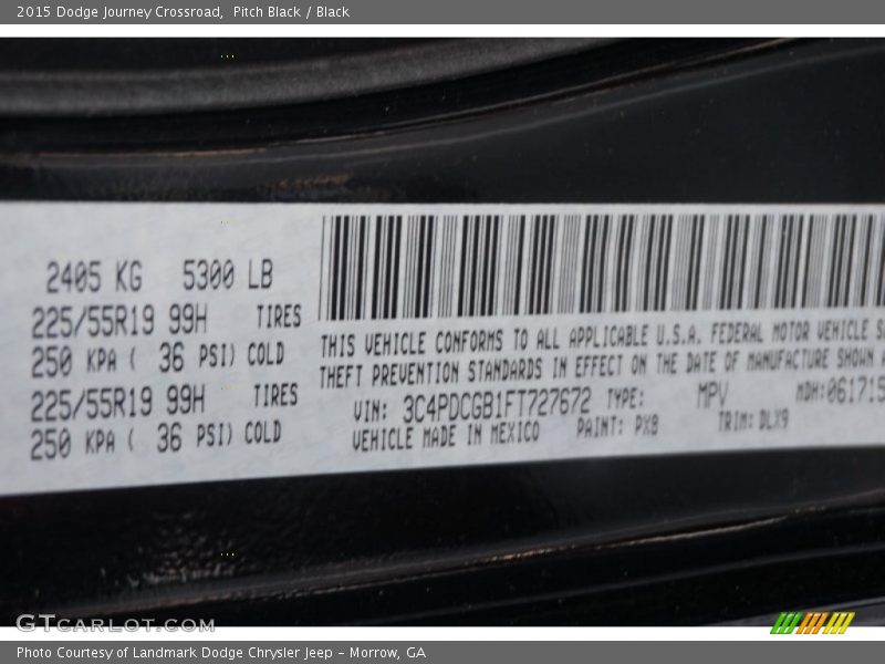 Pitch Black / Black 2015 Dodge Journey Crossroad