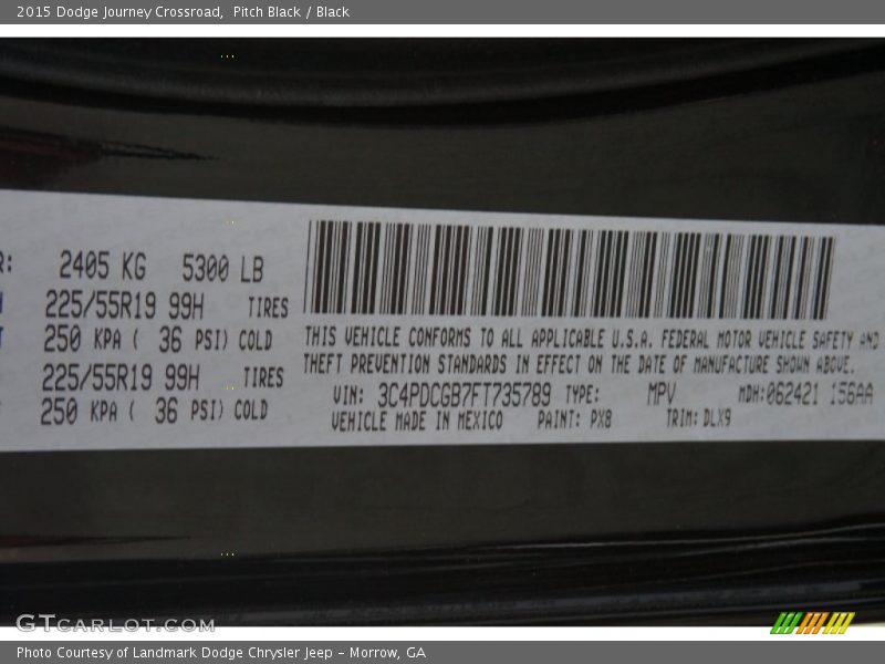 Pitch Black / Black 2015 Dodge Journey Crossroad