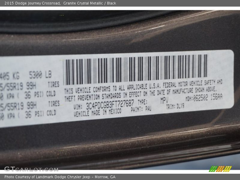 Granite Crystal Metallic / Black 2015 Dodge Journey Crossroad