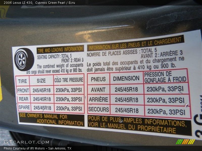 Cypress Green Pearl / Ecru 2006 Lexus LS 430