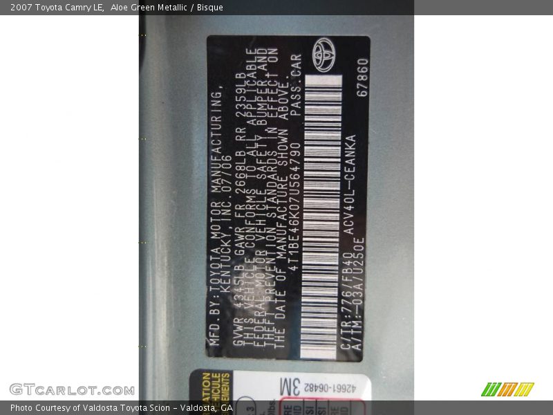 Aloe Green Metallic / Bisque 2007 Toyota Camry LE