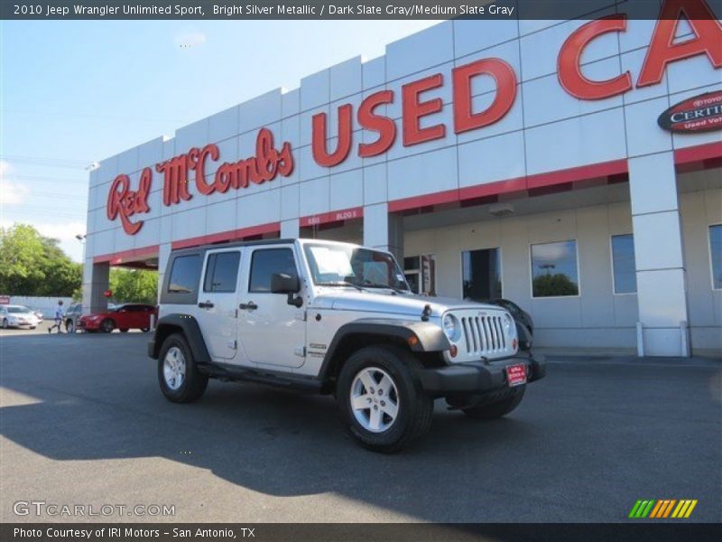 Bright Silver Metallic / Dark Slate Gray/Medium Slate Gray 2010 Jeep Wrangler Unlimited Sport