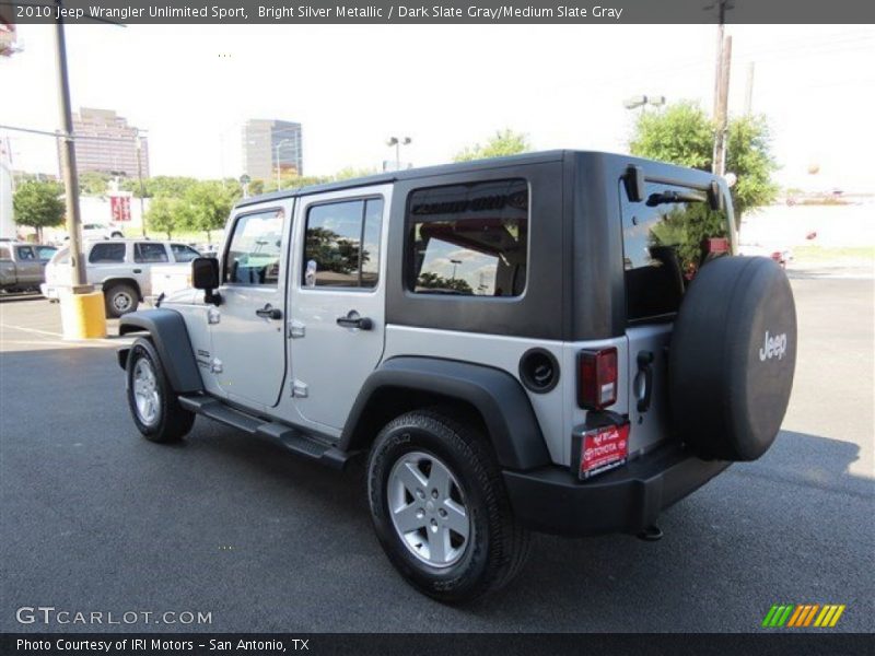 Bright Silver Metallic / Dark Slate Gray/Medium Slate Gray 2010 Jeep Wrangler Unlimited Sport