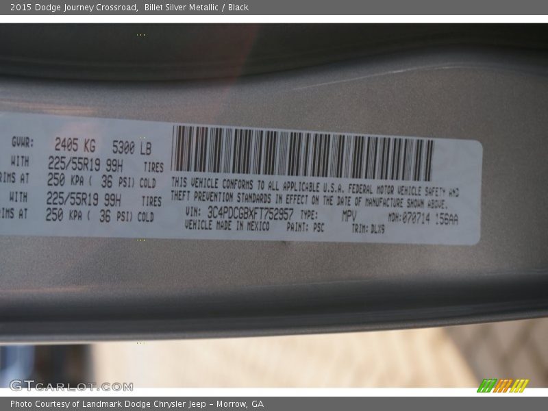 Billet Silver Metallic / Black 2015 Dodge Journey Crossroad