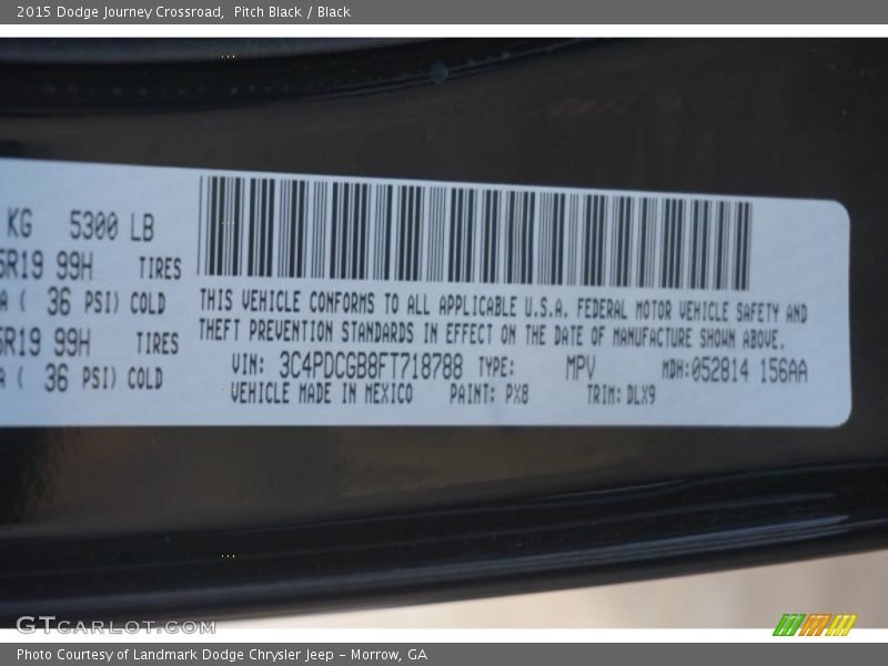 Pitch Black / Black 2015 Dodge Journey Crossroad