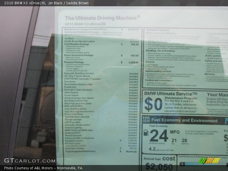 Jet Black / Saddle Brown 2016 BMW X3 xDrive28i