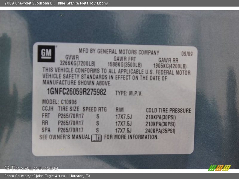 Blue Granite Metallic / Ebony 2009 Chevrolet Suburban LT