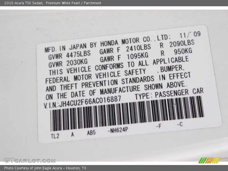 Premium White Pearl / Parchment 2010 Acura TSX Sedan