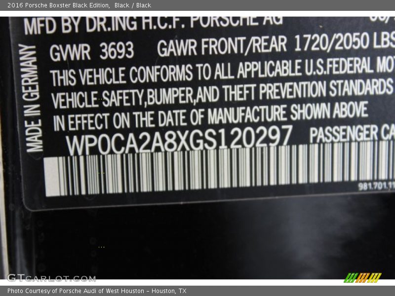 Black / Black 2016 Porsche Boxster Black Edition