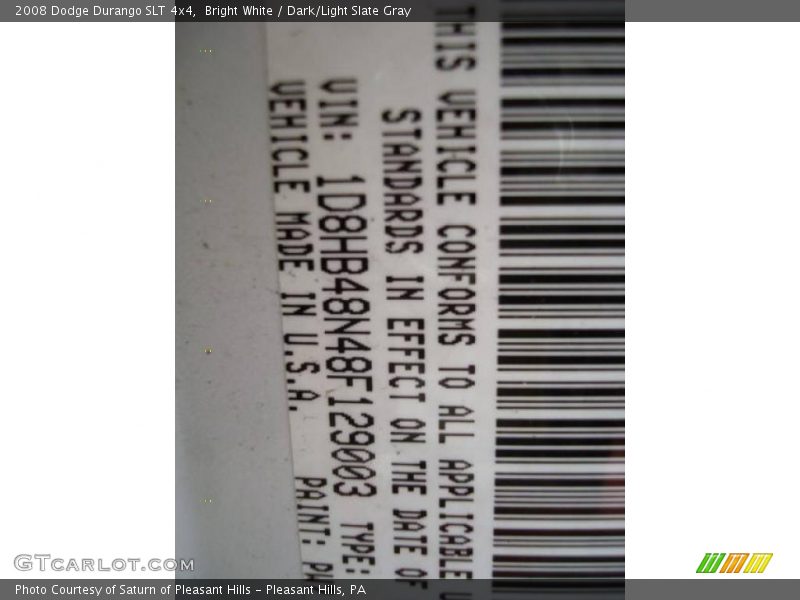 Bright White / Dark/Light Slate Gray 2008 Dodge Durango SLT 4x4