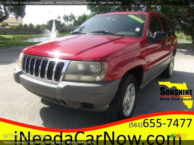 Inferno Red Tinted Pearlcoat / Dark Slate Gray 2002 Jeep Grand Cherokee Laredo