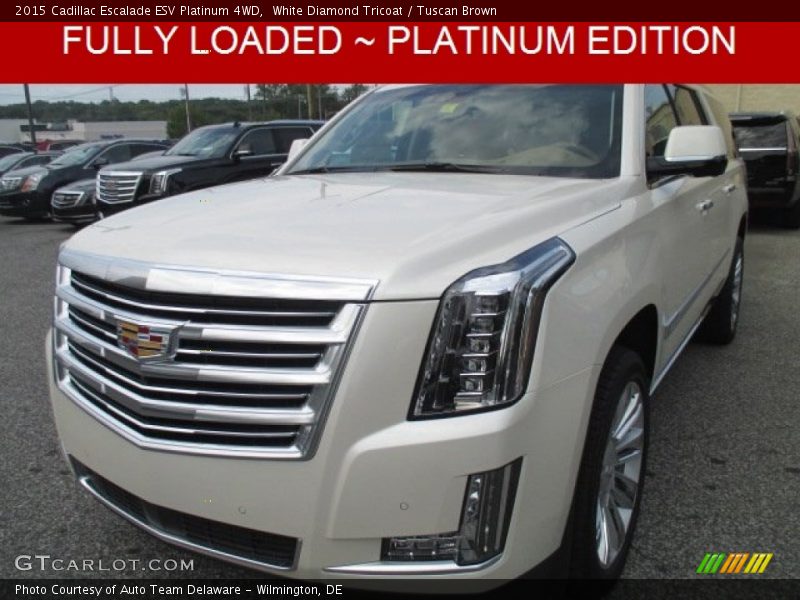 White Diamond Tricoat / Tuscan Brown 2015 Cadillac Escalade ESV Platinum 4WD