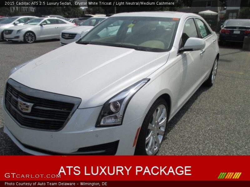 Crystal White Tricoat / Light Neutral/Medium Cashmere 2015 Cadillac ATS 2.5 Luxury Sedan