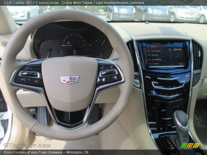 Crystal White Tricoat / Light Neutral/Medium Cashmere 2015 Cadillac ATS 2.5 Luxury Sedan