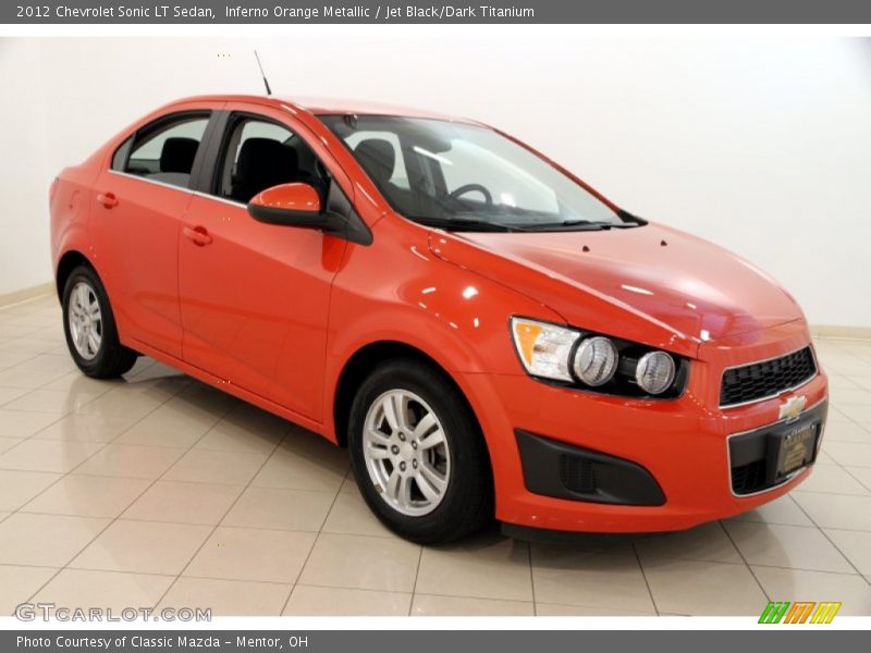 Inferno Orange Metallic / Jet Black/Dark Titanium 2012 Chevrolet Sonic LT Sedan