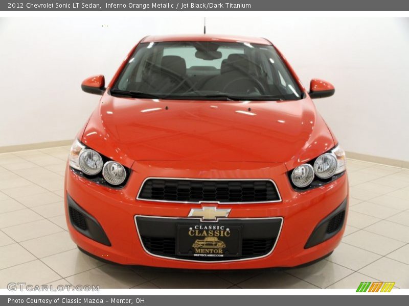 Inferno Orange Metallic / Jet Black/Dark Titanium 2012 Chevrolet Sonic LT Sedan