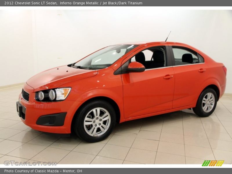 Inferno Orange Metallic / Jet Black/Dark Titanium 2012 Chevrolet Sonic LT Sedan