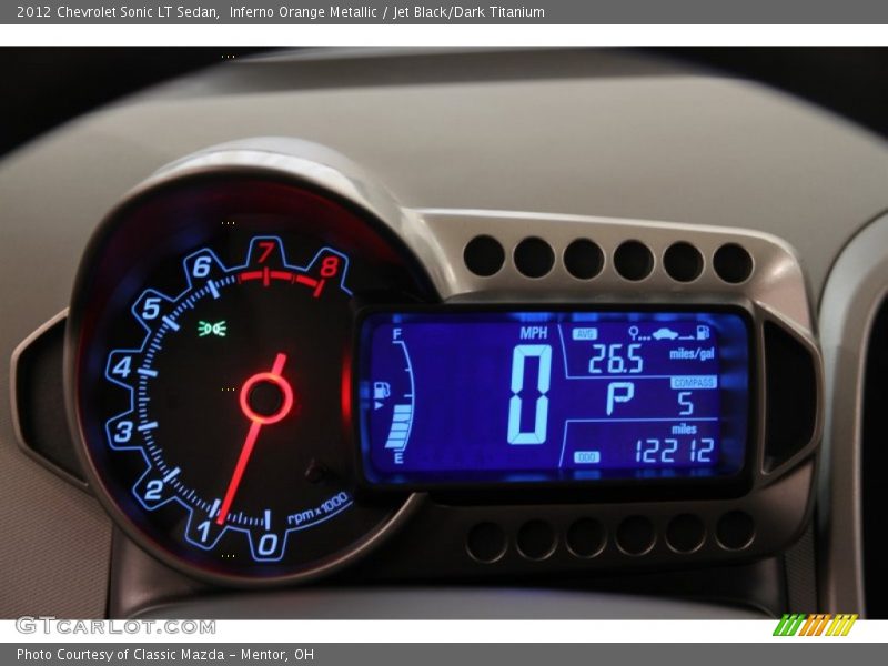 Inferno Orange Metallic / Jet Black/Dark Titanium 2012 Chevrolet Sonic LT Sedan