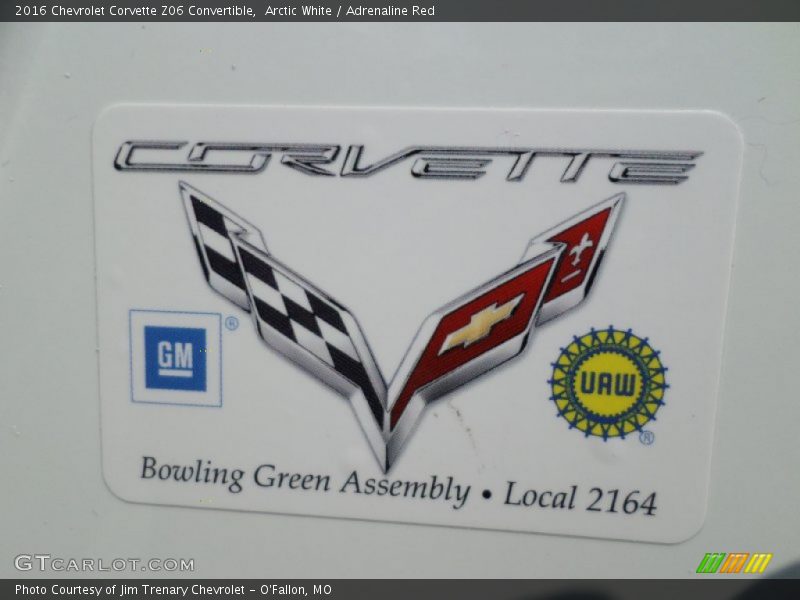 Info Tag of 2016 Corvette Z06 Convertible