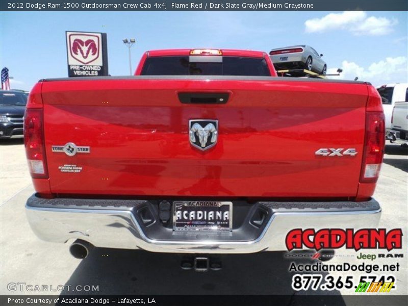 Flame Red / Dark Slate Gray/Medium Graystone 2012 Dodge Ram 1500 Outdoorsman Crew Cab 4x4