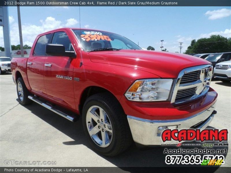 Flame Red / Dark Slate Gray/Medium Graystone 2012 Dodge Ram 1500 Outdoorsman Crew Cab 4x4