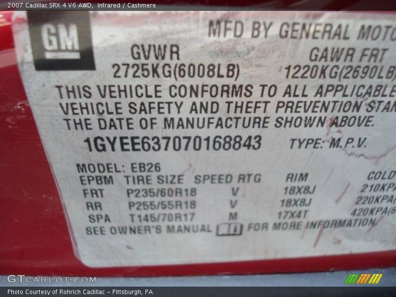 Infrared / Cashmere 2007 Cadillac SRX 4 V6 AWD