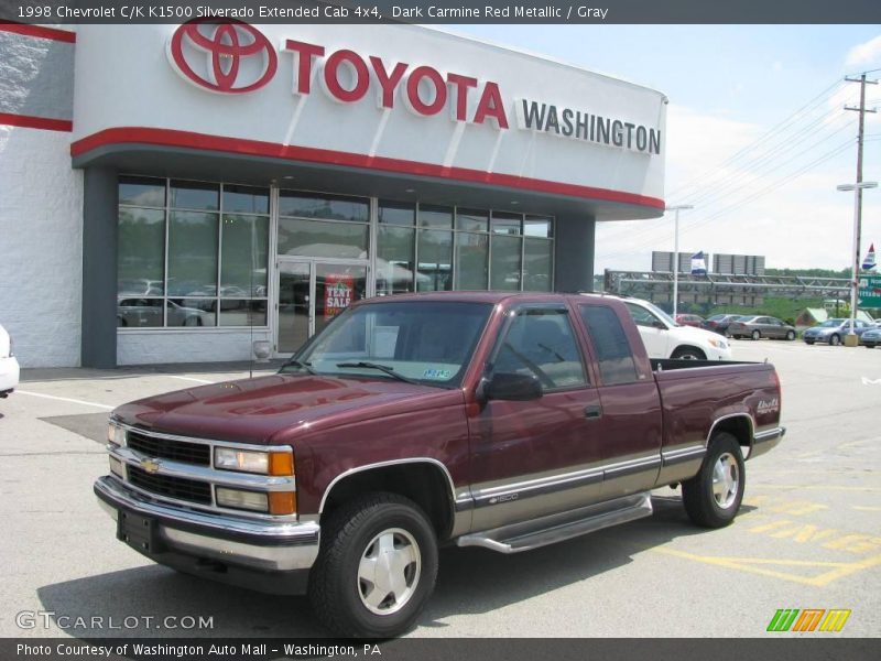 Dark Carmine Red Metallic / Gray 1998 Chevrolet C/K K1500 Silverado Extended Cab 4x4