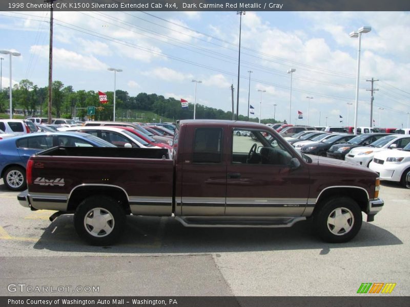 Dark Carmine Red Metallic / Gray 1998 Chevrolet C/K K1500 Silverado Extended Cab 4x4