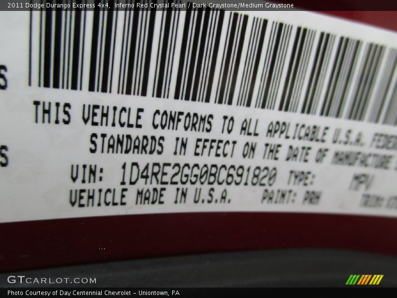 Inferno Red Crystal Pearl / Dark Graystone/Medium Graystone 2011 Dodge Durango Express 4x4