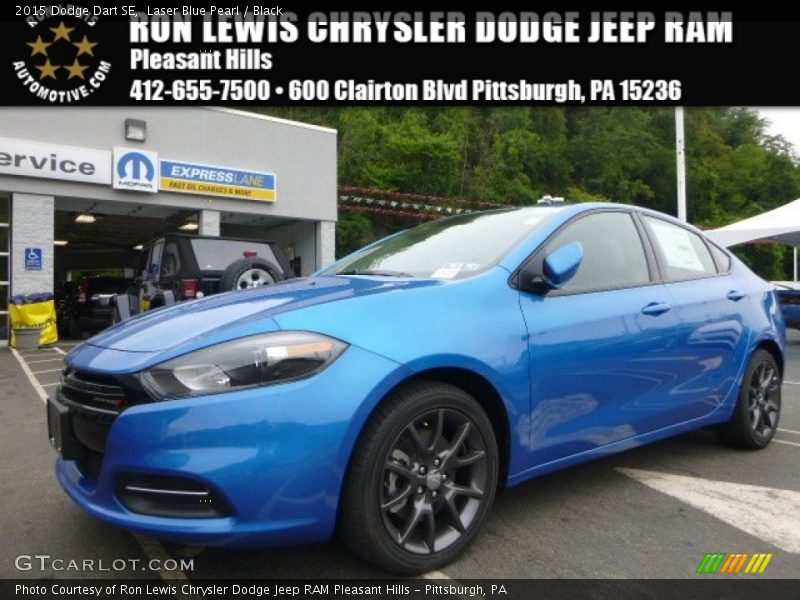 Laser Blue Pearl / Black 2015 Dodge Dart SE