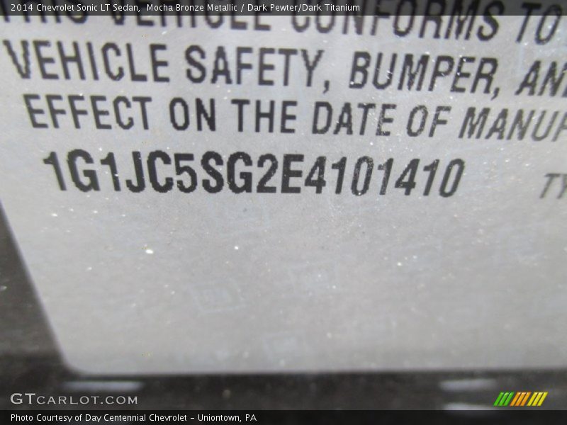 Mocha Bronze Metallic / Dark Pewter/Dark Titanium 2014 Chevrolet Sonic LT Sedan