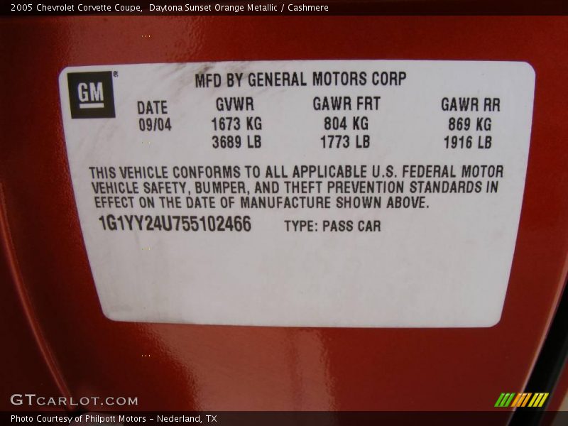 Daytona Sunset Orange Metallic / Cashmere 2005 Chevrolet Corvette Coupe