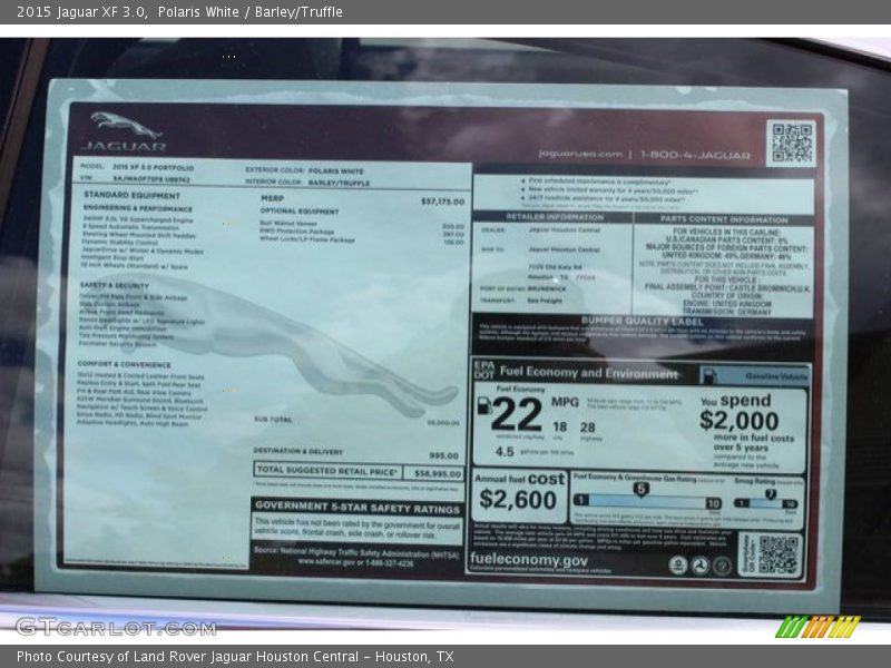 Polaris White / Barley/Truffle 2015 Jaguar XF 3.0