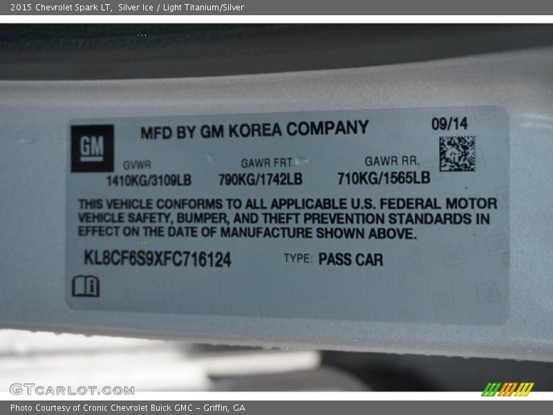 Silver Ice / Light Titanium/Silver 2015 Chevrolet Spark LT