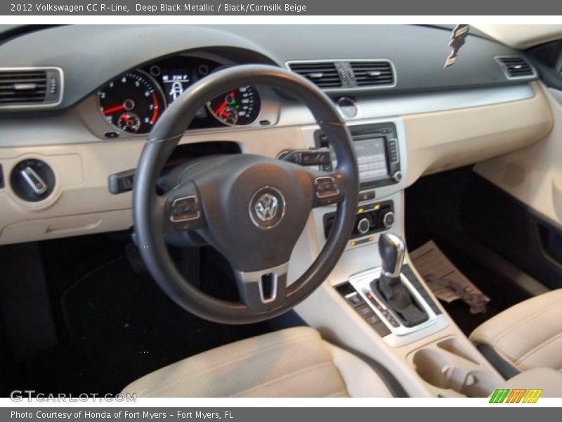 Deep Black Metallic / Black/Cornsilk Beige 2012 Volkswagen CC R-Line