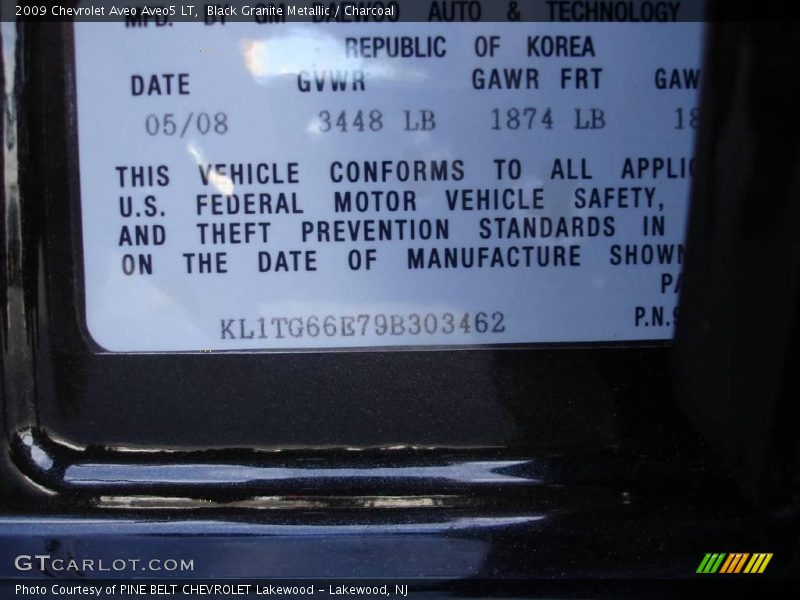 Black Granite Metallic / Charcoal 2009 Chevrolet Aveo Aveo5 LT